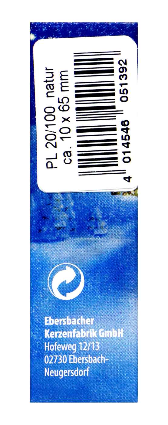 EWA Puppenkerzen 10 x 65 mm - Natur - 20 Stück