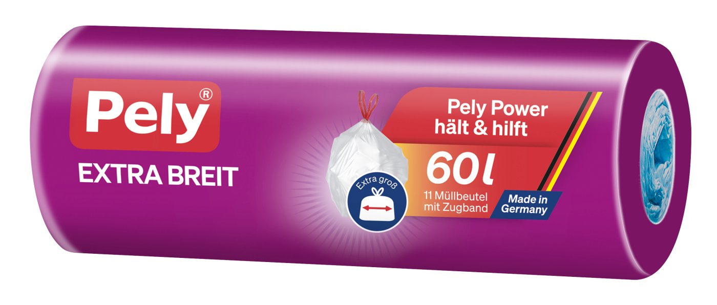 Pely Extra-Breit mit Zugband, 60 l - 11 Stück Pely Extra-Breit mit Zugband, 60 l - 11 Stück