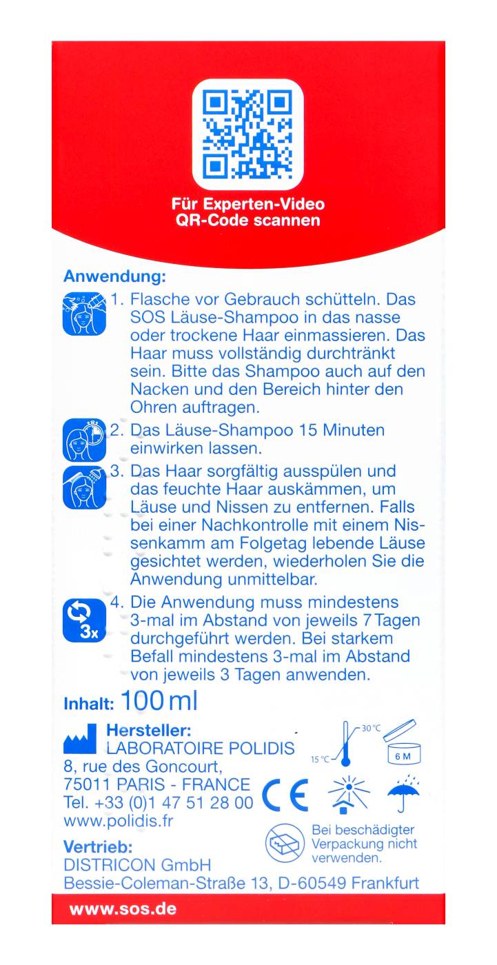 SOS Kinder Läuse Shampoo Befreit von Kopfläusen und Nissen - 100 ml SOS Kinder Läuse Shampoo Befreit von Kopfläusen und Nissen - 100 ml