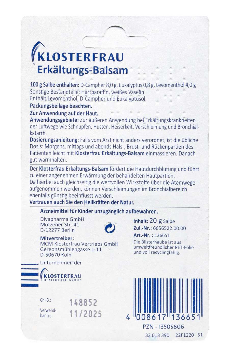 Klosterfrau Erkältungs-Balsam - 20 g Klosterfrau Erkältungs-Balsam - 20 g