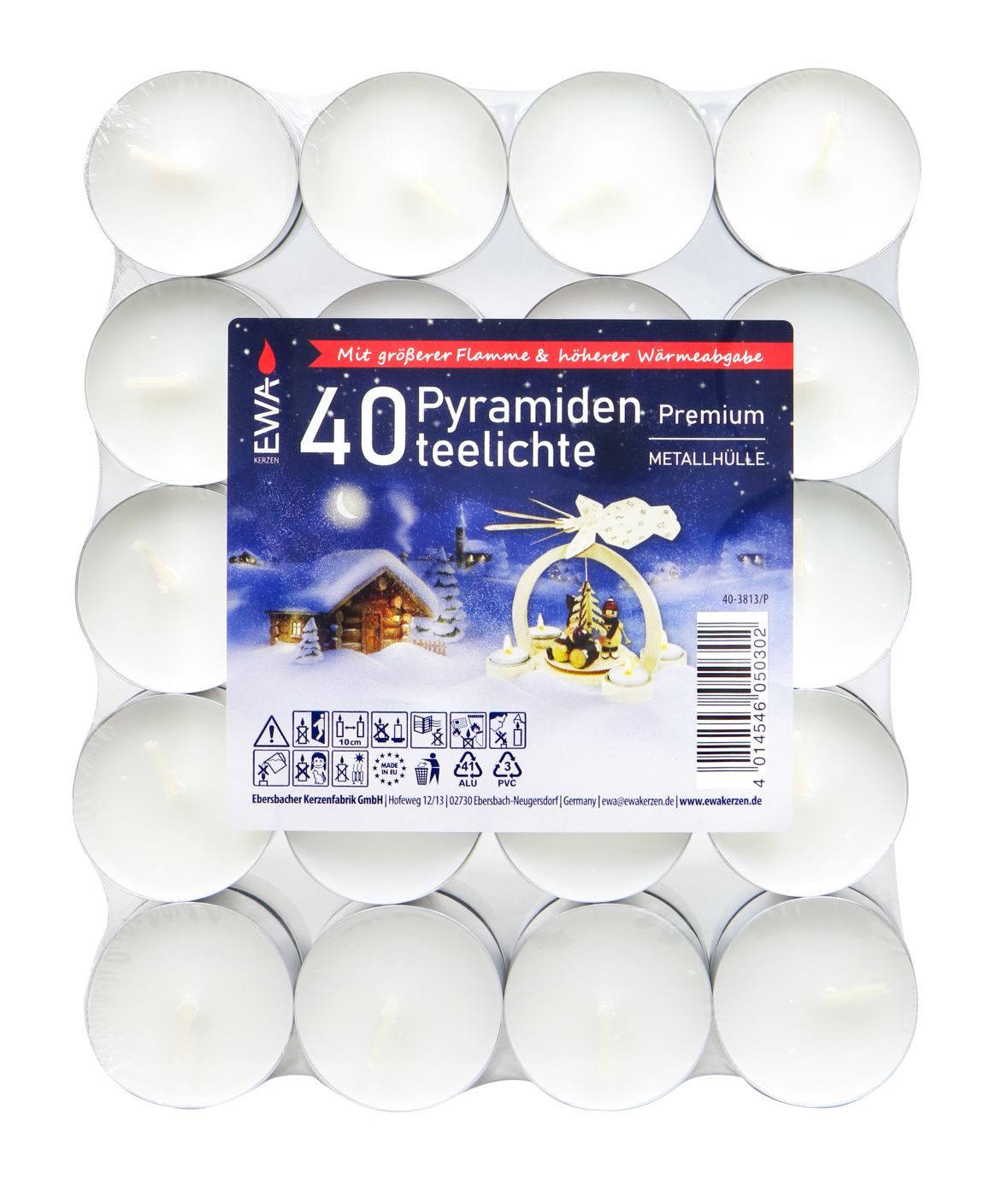 EWA Pyramiden Teelicht Premium - 40 Stück EWA Pyramiden Teelicht Premium - 40 Stück