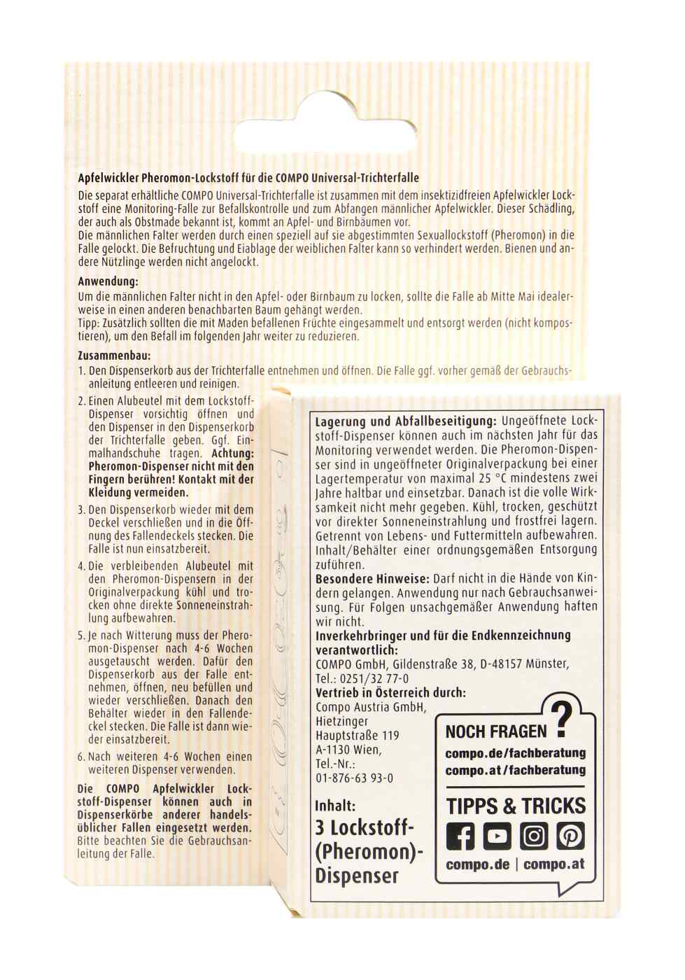 Compo Bio Apfelwickler Lockstoff - 3 Stück Compo Bio Apfelwickler Lockstoff - 3 Stück