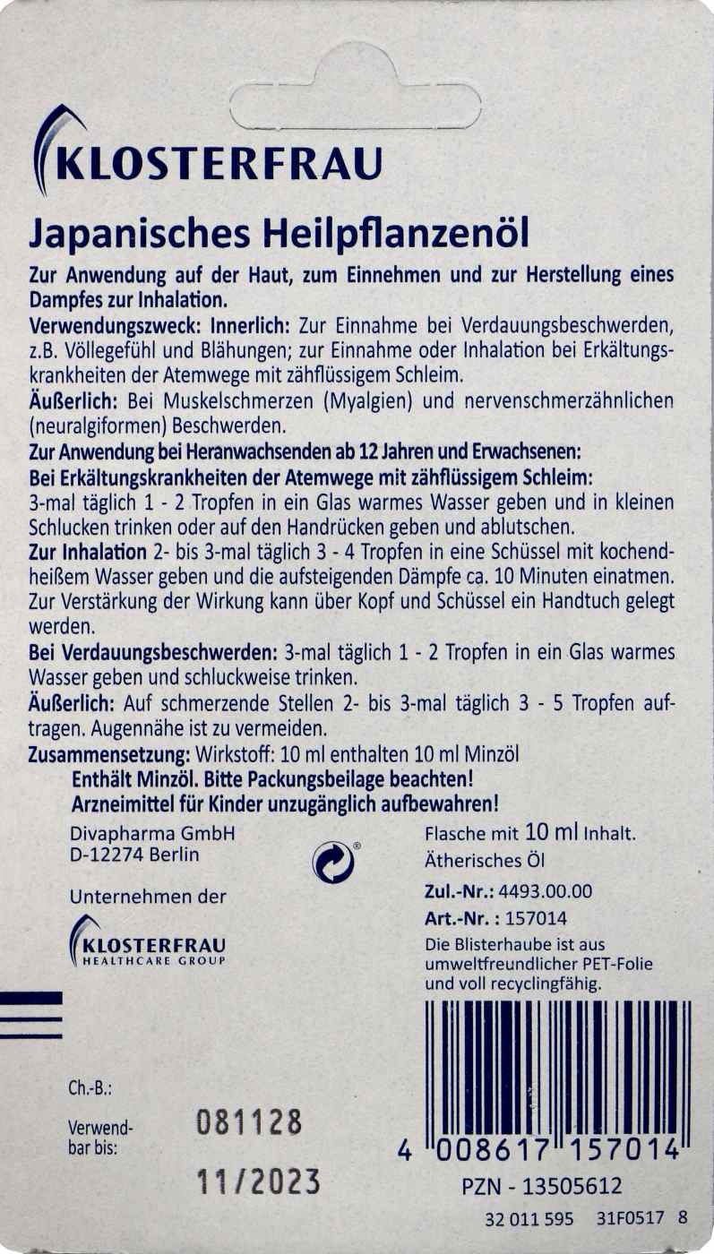 Klosterfrau Japanisches Heilpflanzenöl - 20 ml Klosterfrau Japanisches Heilpflanzenöl - 20 ml