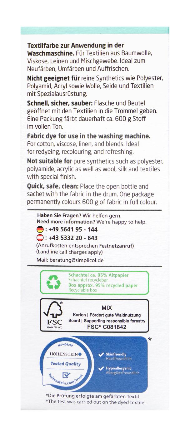 Simplicol Intensiv Mint-Petrol Textilfarbe - 1027251 Simplicol Intensiv Mint-Petrol Textilfarbe - 1027251
