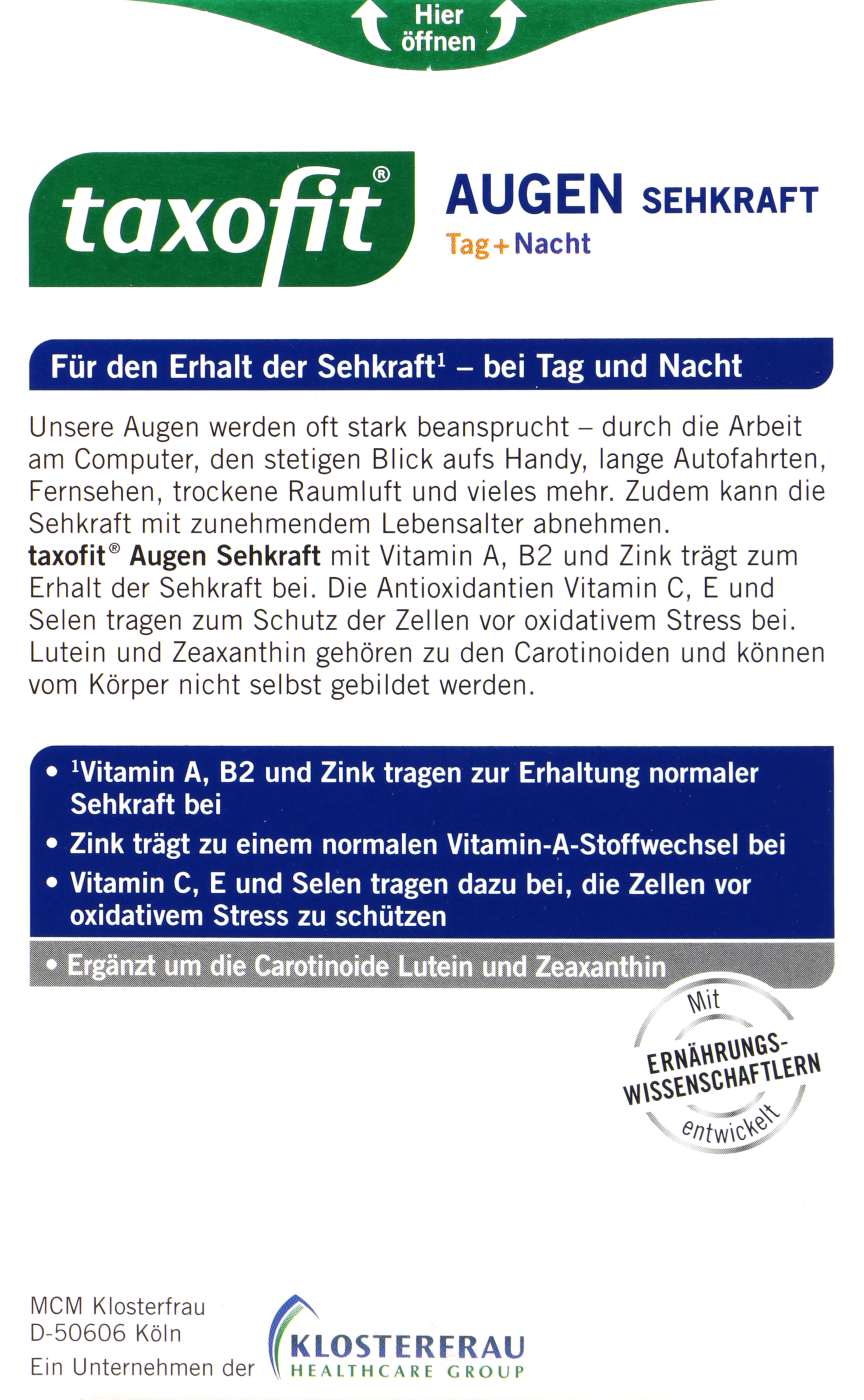 Taxofit Augen Sehkraft Tag&Nacht ext. kleine Kps 17mg Lutein - 30 Stück Taxofit Augen Sehkraft Tag&Nacht ext. kleine Kps 17mg Lutein - 30 Stück
