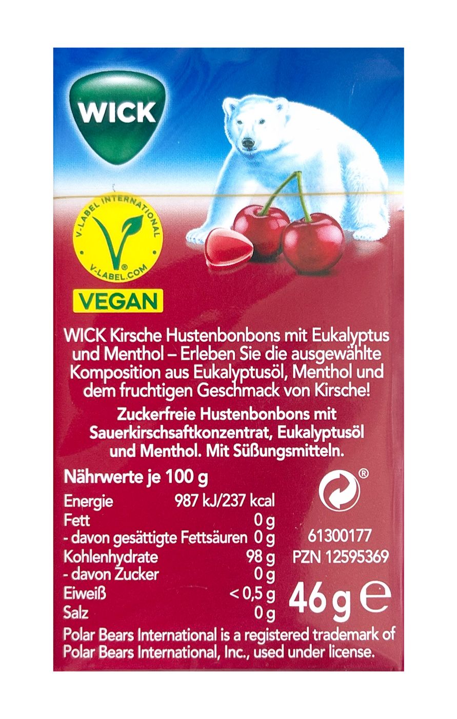 WICK Wildkirsche & Eukalyptus Bonbons Box ohne Zucker - 46 g WICK Wildkirsche & Eukalyptus Bonbons Box ohne Zucker - 46 g