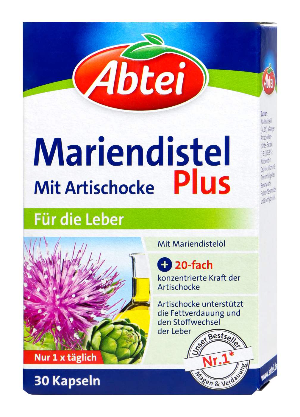 Abtei Mariendistel Plus Artischocke - 30 Stück Abtei Mariendistel Plus Artischocke - 30 Stück
