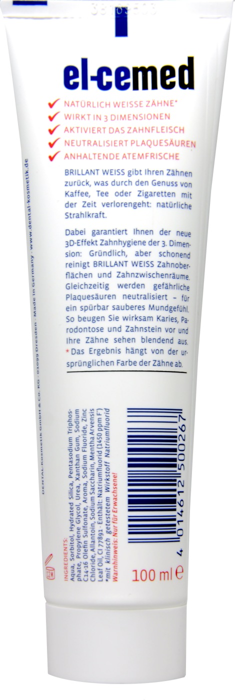 El-Ce-Med Brillant Weiß Zahncreme - 100 ml El-Ce-Med Brillant Weiß Zahncreme - 100 ml