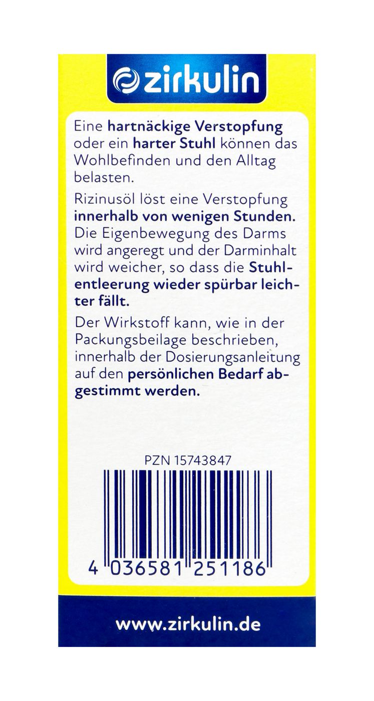 Zirkulin Rizinusöl Pflanzliches Abführmittel - 100 ml Zirkulin Rizinusöl Pflanzliches Abführmittel - 100 ml