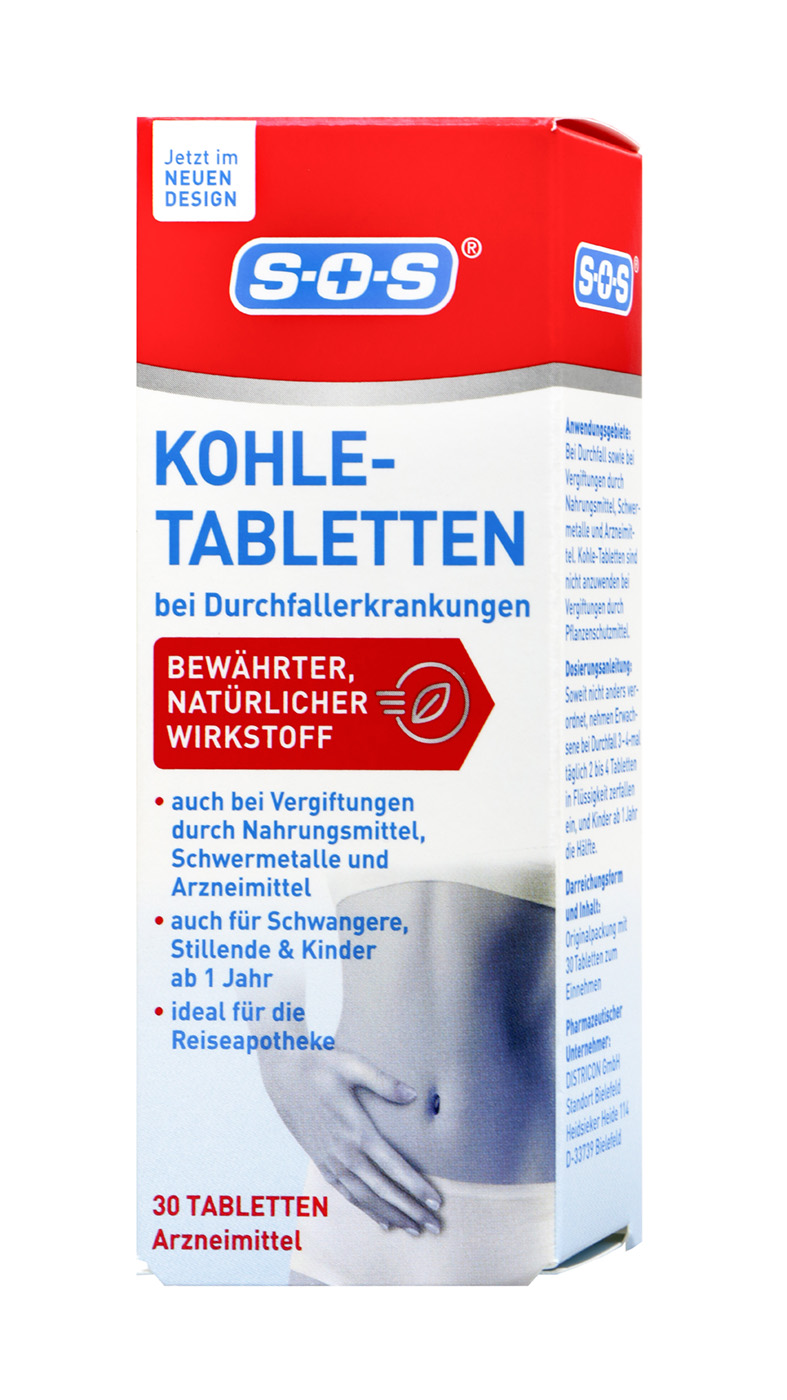 SOS Kohletabletten bei Durchfallerkrankungen - 30 Stück SOS Kohletabletten bei Durchfallerkrankungen - 30 Stück