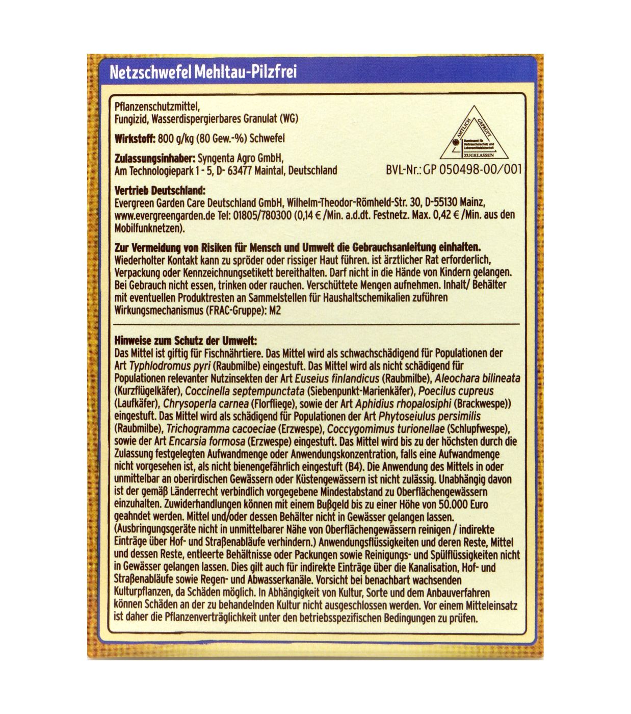 Substral Naturen Bio Netzschwefel Mehltau-Pilzfrei - 4 x 4 ml Substral Naturen Bio Netzschwefel Mehltau-Pilzfrei - 4 x 4 ml