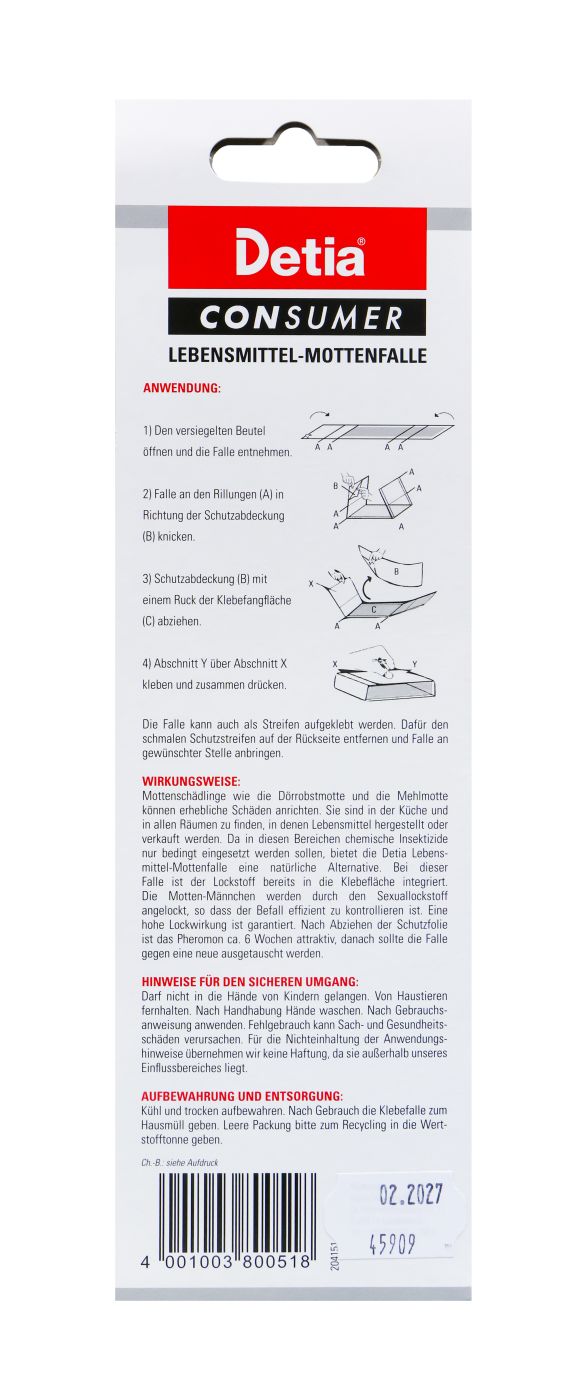 Detia Lebensmittel Mottenfalle - 3 Stück Detia Lebensmittel Mottenfalle - 3 Stück