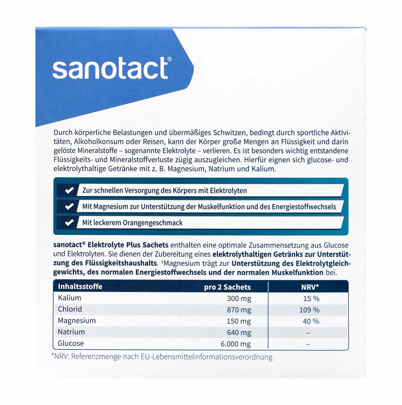 Sanotact Elektrolyte Plus Sachets - 20 Stück Sanotact Elektrolyte Plus Sachets - 20 Stück