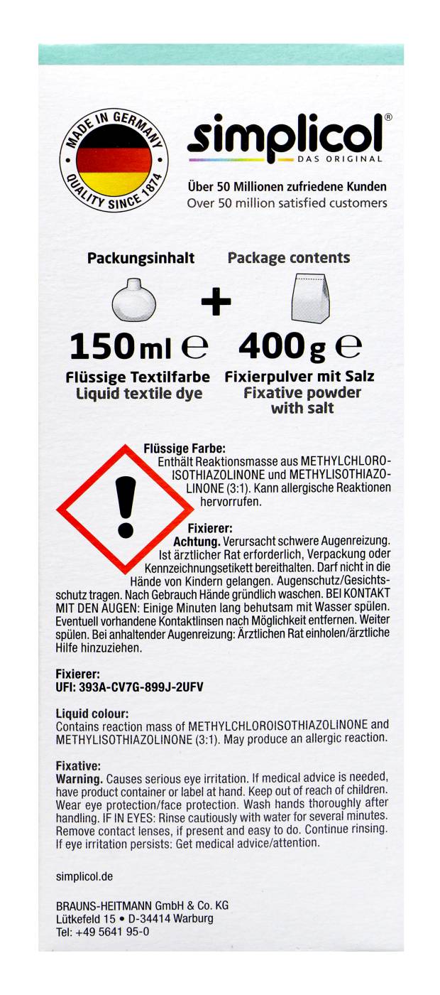 Simplicol Intensiv Mint-Petrol Textilfarbe - 1027251 Simplicol Intensiv Mint-Petrol Textilfarbe - 1027251