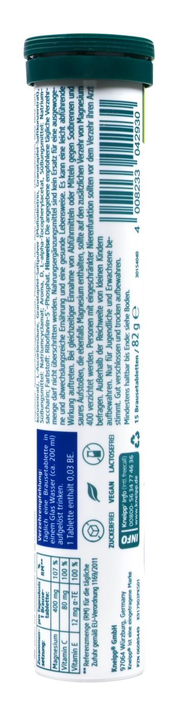 Kneipp Magnesium 400 + C + E Brausetabletten - 15 Stück Kneipp Magnesium 400 + C + E Brausetabletten - 15 Stück