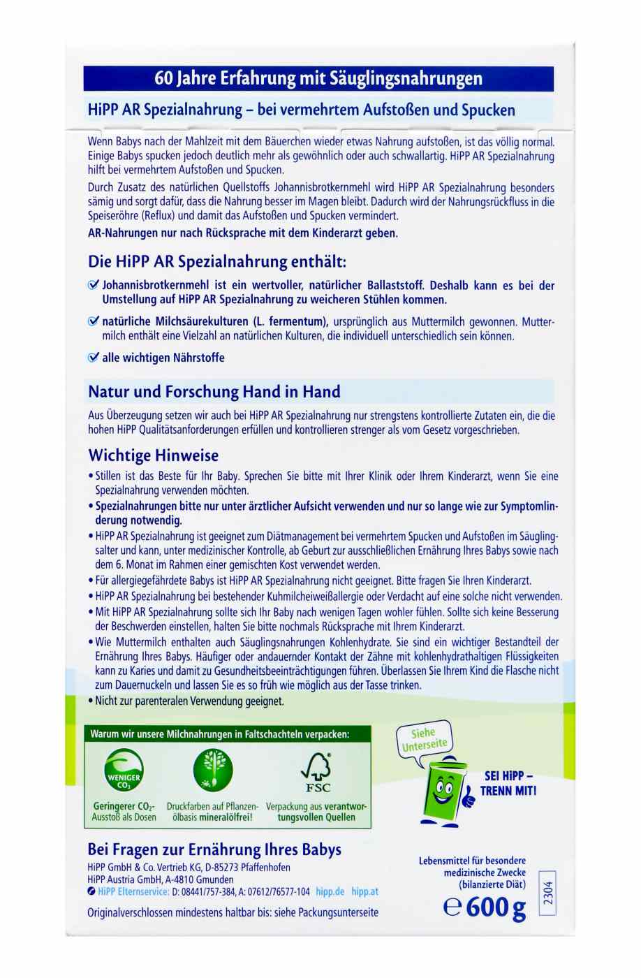 Hipp 2304 Anti-Reflux Spezialnahrung - 600g Hipp 2304 Anti-Reflux Spezialnahrung - 600g