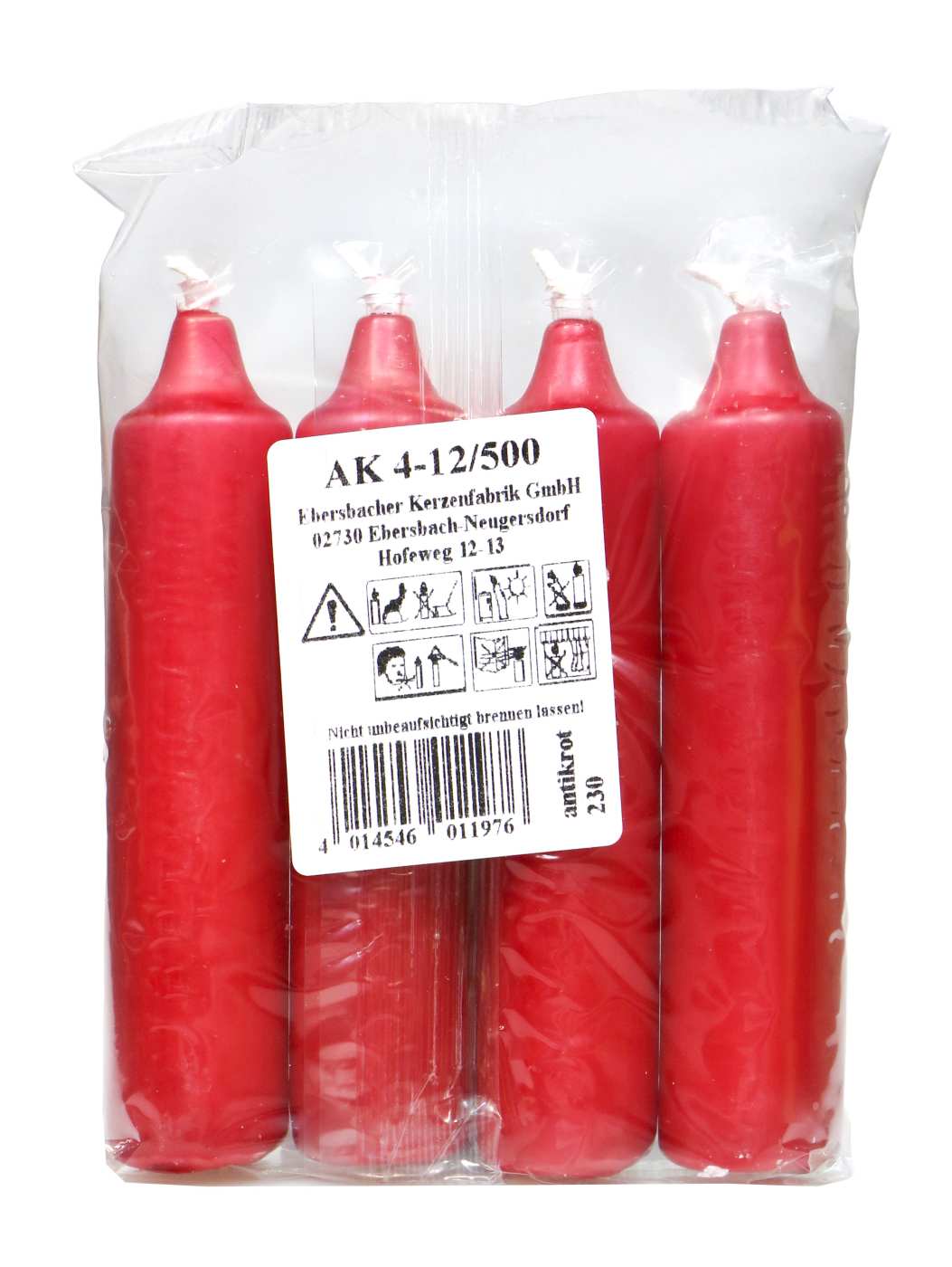 Adventskerzen Dunkelrot [12 / 500] - 4 Stück