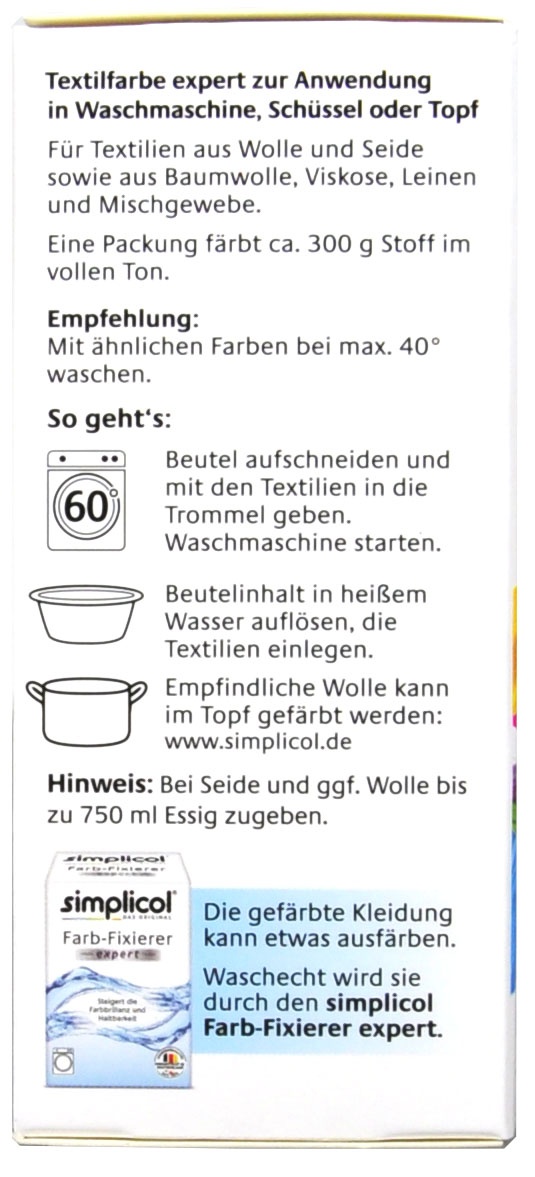 Simplicol Expert Südsee-Türkis Textilfarbe - 1711 - 150 g Simplicol Expert Südsee-Türkis Textilfarbe - 1711 - 150 g