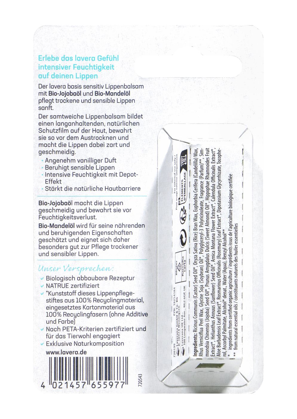 Lavera Sensitiv Lippenbalsam Bio-Jojobaöl & Bio Mandelöl - 1 Stück Lavera Sensitiv Lippenbalsam Bio-Jojobaöl & Bio Mandelöl - 1 Stück