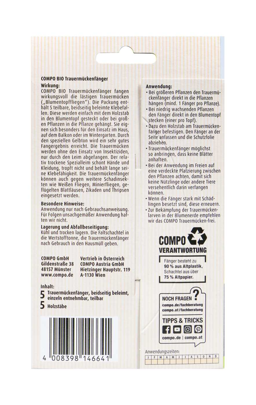 COMPO BIO Trauermückenfänger - 5 Stück COMPO BIO Trauermückenfänger - 5 Stück