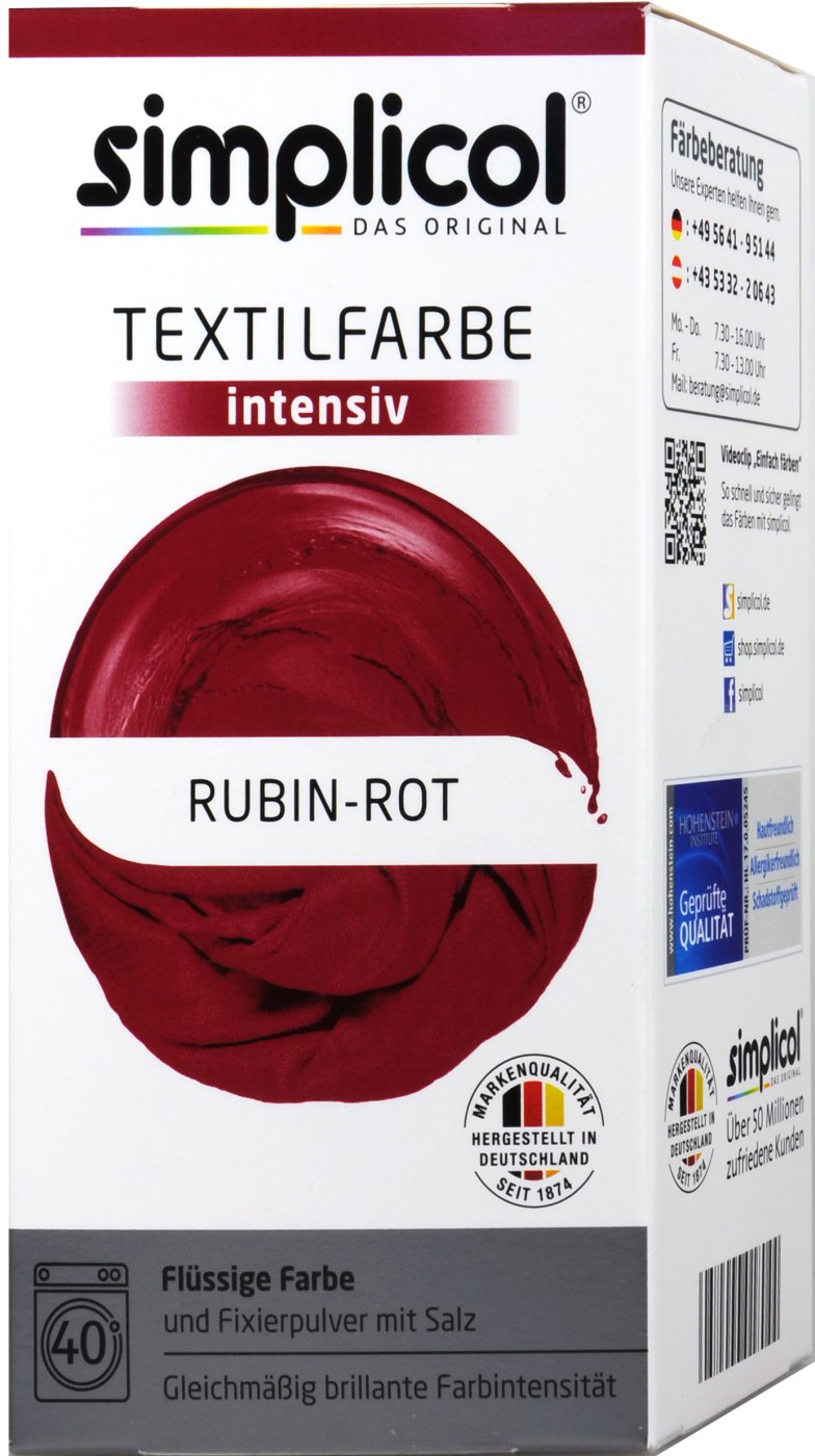 Simplicol Intensiv Rubin-Rot Textilfarbe - 1804 Simplicol Intensiv Rubin-Rot Textilfarbe - 1804