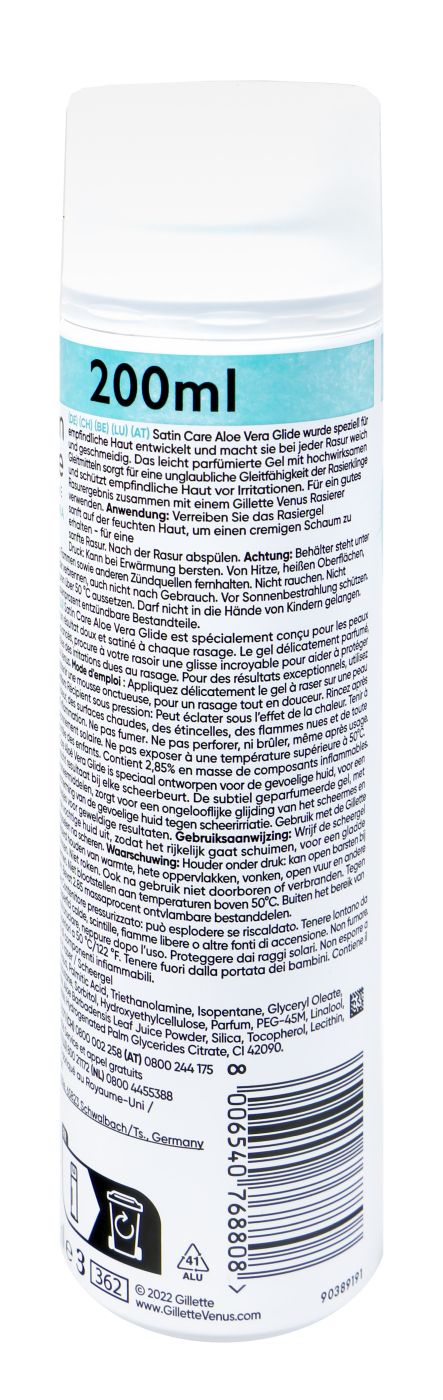 Gillette Women Satin Care Rasiergel Sensitive Aloe Vera - 200 ml Gillette Women Satin Care Rasiergel Sensitive Aloe Vera - 200 ml