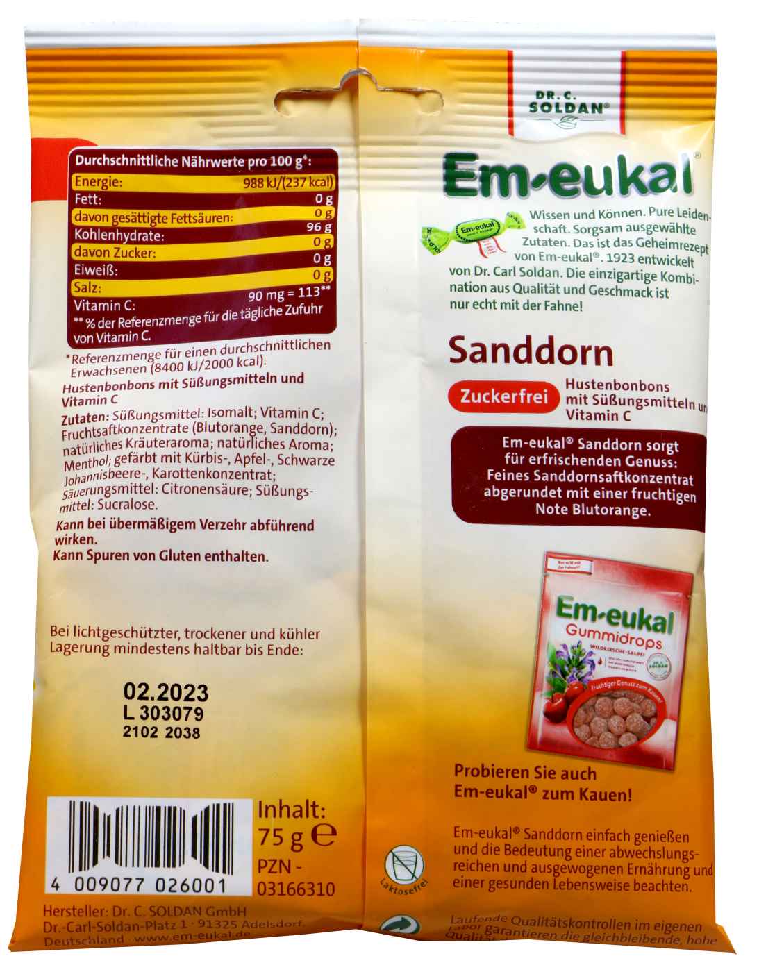 Em-Eukal Sanddorn Zuckerfrei - 75 g Em-Eukal Sanddorn Zuckerfrei - 75 g