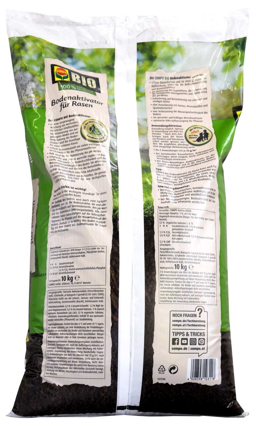 Compo Bio Bodenaktivator für Rasen - 10 kg Compo Bio Bodenaktivator für Rasen - 10 kg
