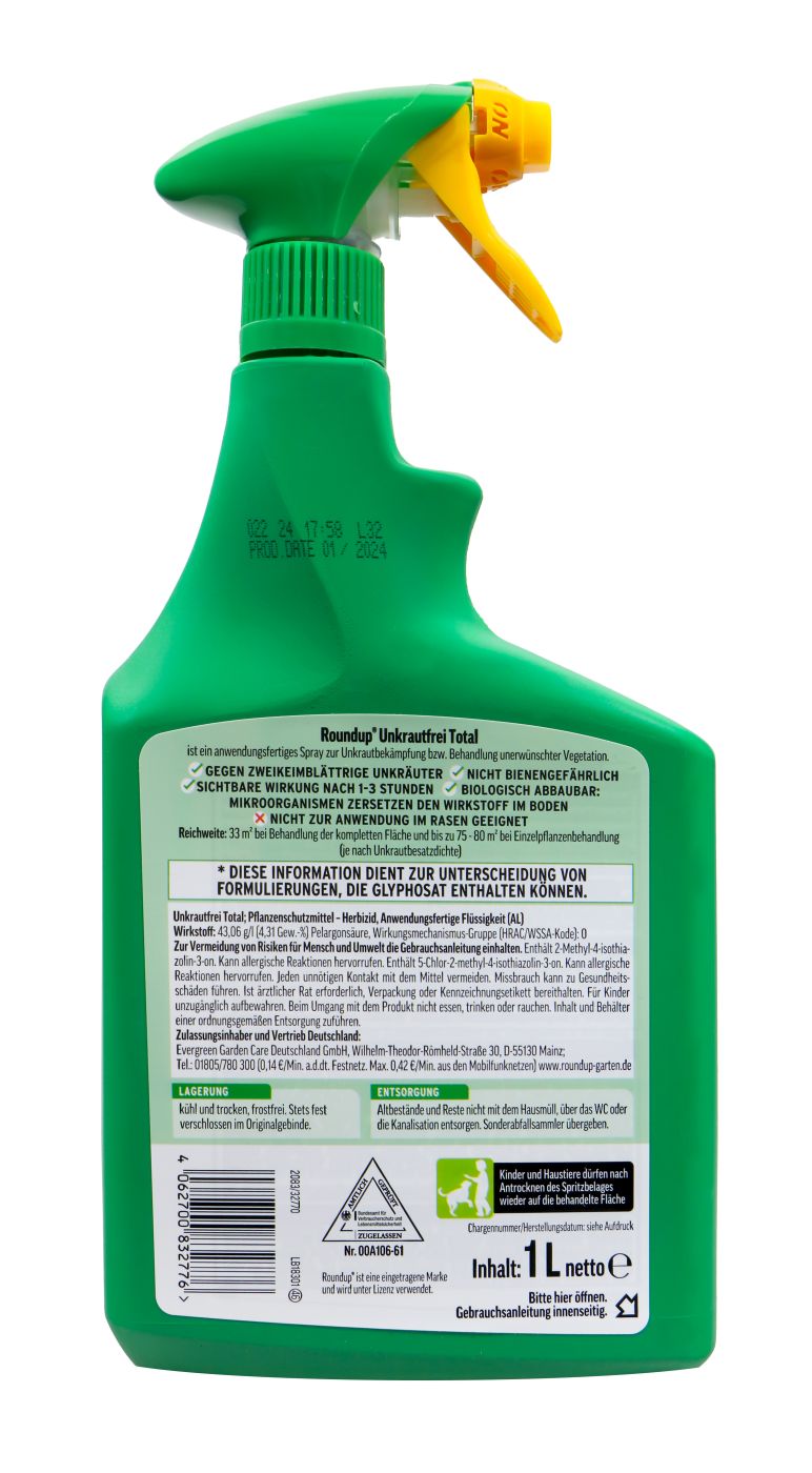 Roundup Unkrautfrei Total Sprühflasche - 1000 ml Roundup Unkrautfrei Total Sprühflasche - 1000 ml