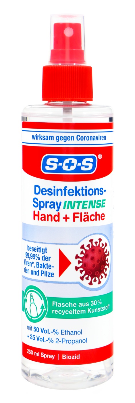 SOS Desinfektionsspray für Hände und Flächen Intense - 250 ml SOS Desinfektionsspray für Hände und Flächen Intense - 250 ml