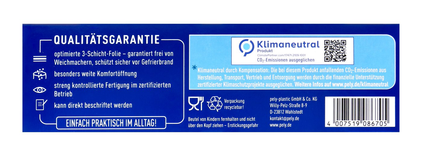 Pely Klimaneutral Gefrierbeutel Rolle 10 l - 10 Stück Pely Klimaneutral Gefrierbeutel Rolle 10 l - 10 Stück