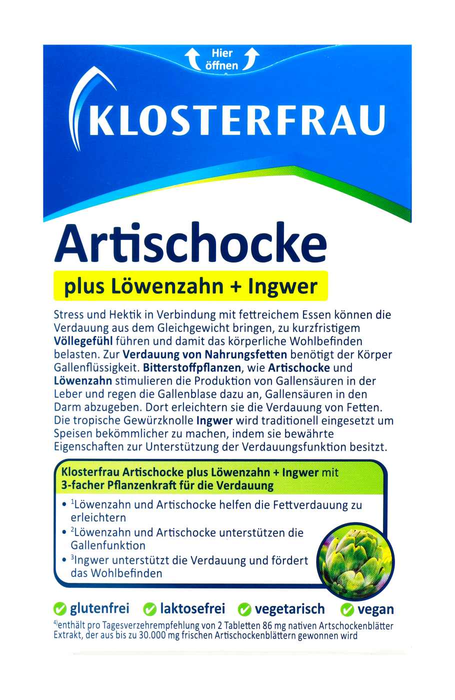 Klosterfrau Artischocke 600 - 30 Stück Klosterfrau Artischocke 600 - 30 Stück