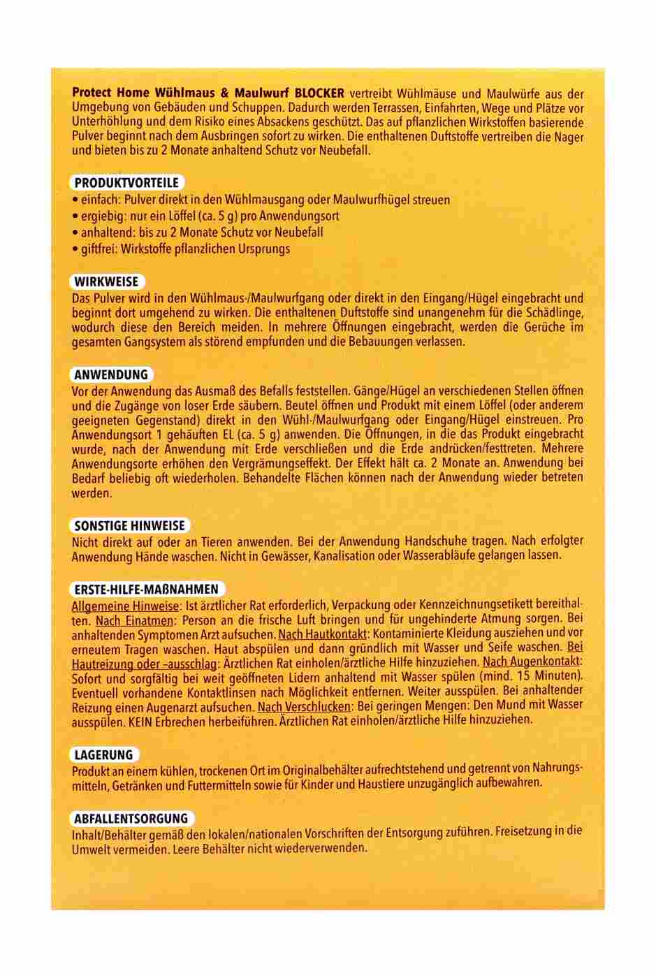 Protect Home Wühlmaus und Maulwurf Blocker - 100 g Protect Home Wühlmaus und Maulwurf Blocker - 100 g