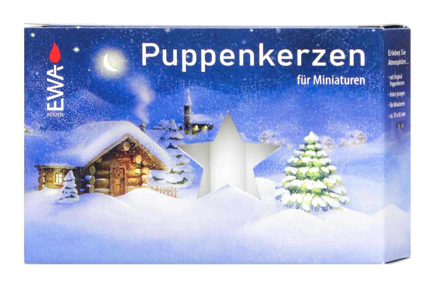 EWA Puppenkerzen 10 x 65 mm - Weiß - 20 Stück