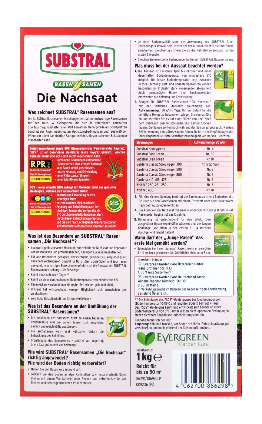 Substral Rasensamen Die Nachsaat für 50 qm - 1,0 kg Substral Rasensamen Die Nachsaat für 50 qm - 1,0 kg