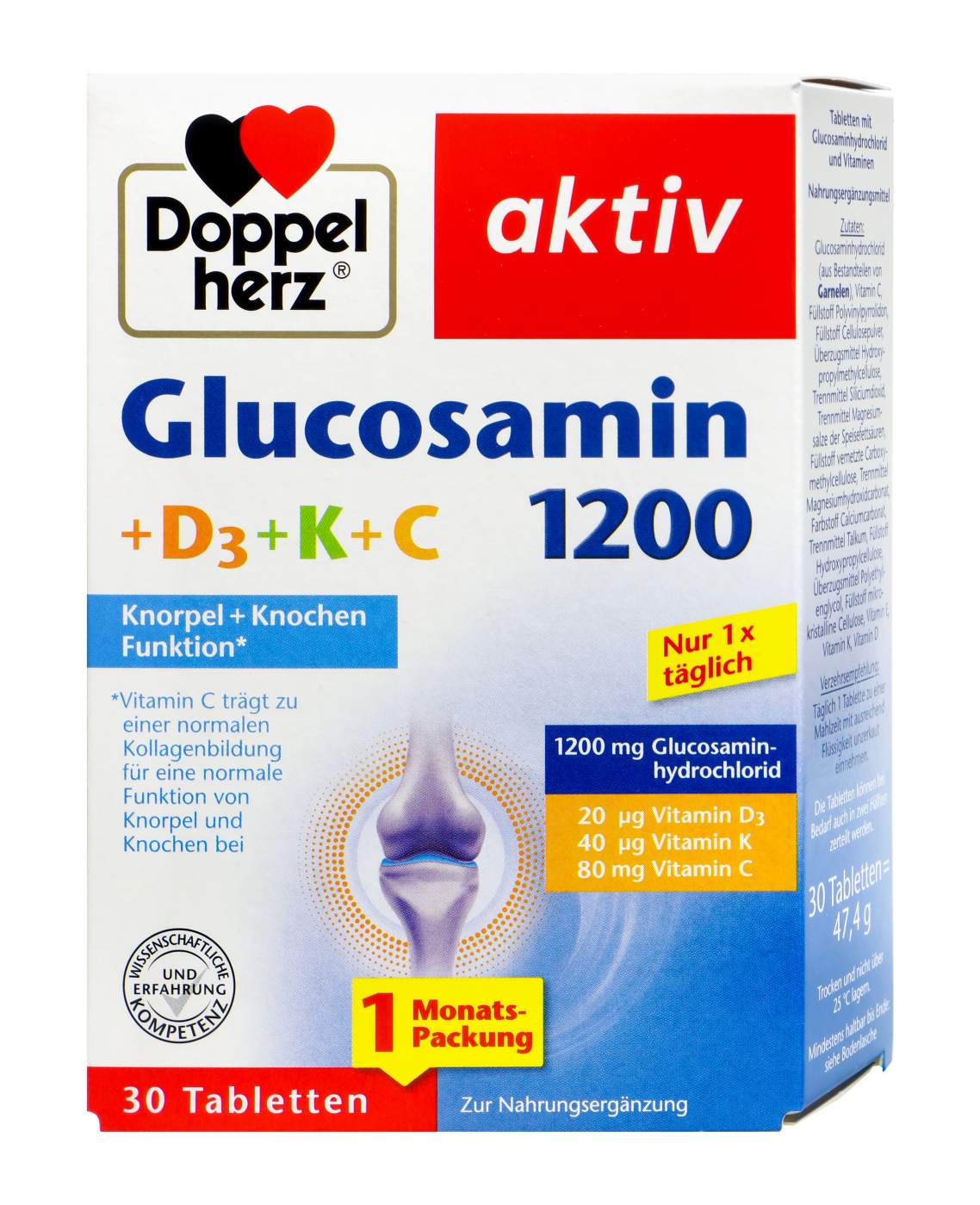 Doppelherz Glucosamin 1200 +D3+K+C Tabletten - 30 Stück Doppelherz Glucosamin 1200 +D3+K+C Tabletten - 30 Stück