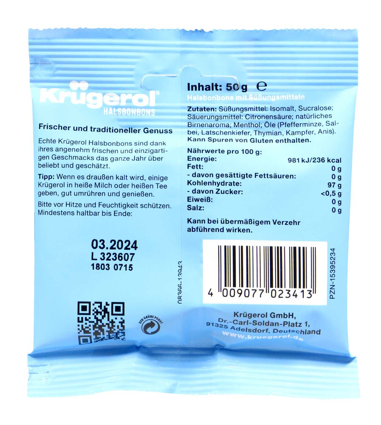 Krügerol Halsbonbon Original Zuckerfrei - 50 g Krügerol Halsbonbon Original Zuckerfrei - 50 g
