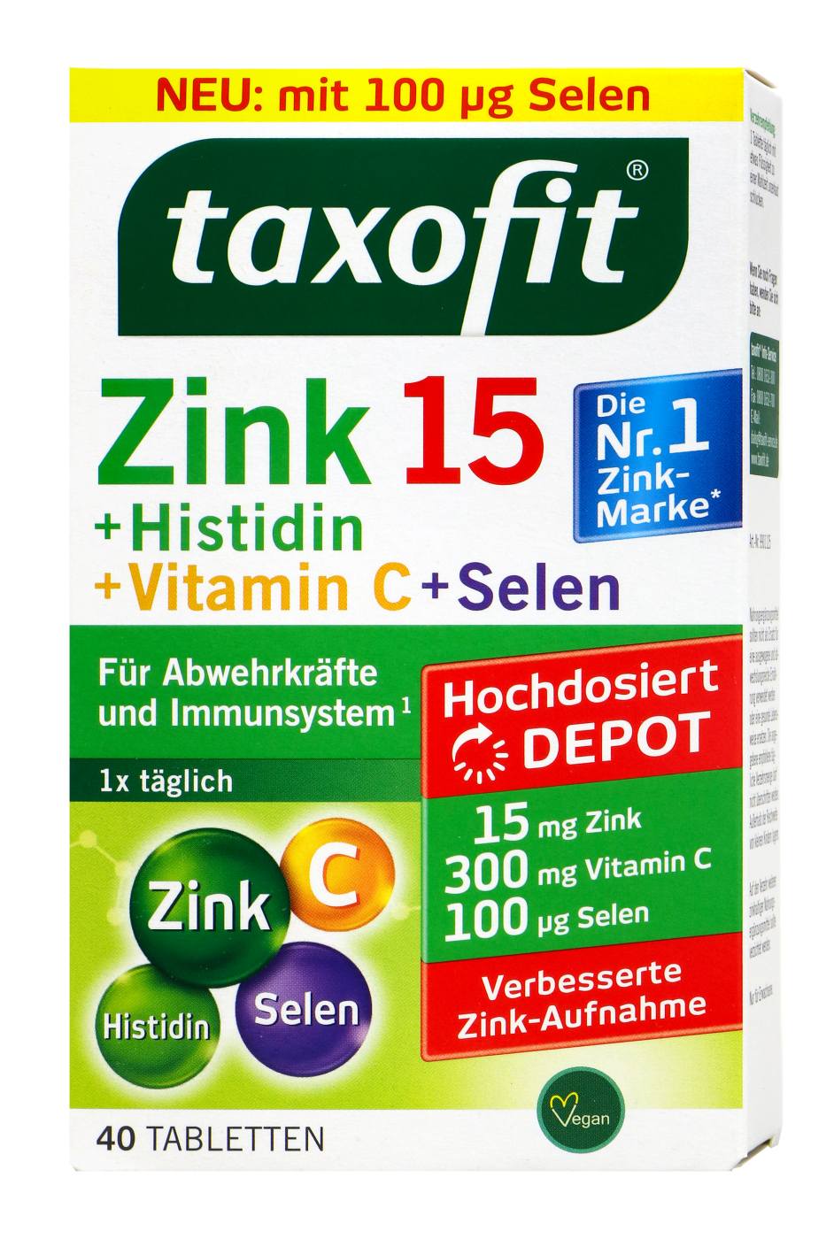 Taxofit Zink und Histidin und Selen und Vitamin C - 40 Stück Taxofit Zink und Histidin und Selen und Vitamin C - 40 Stück