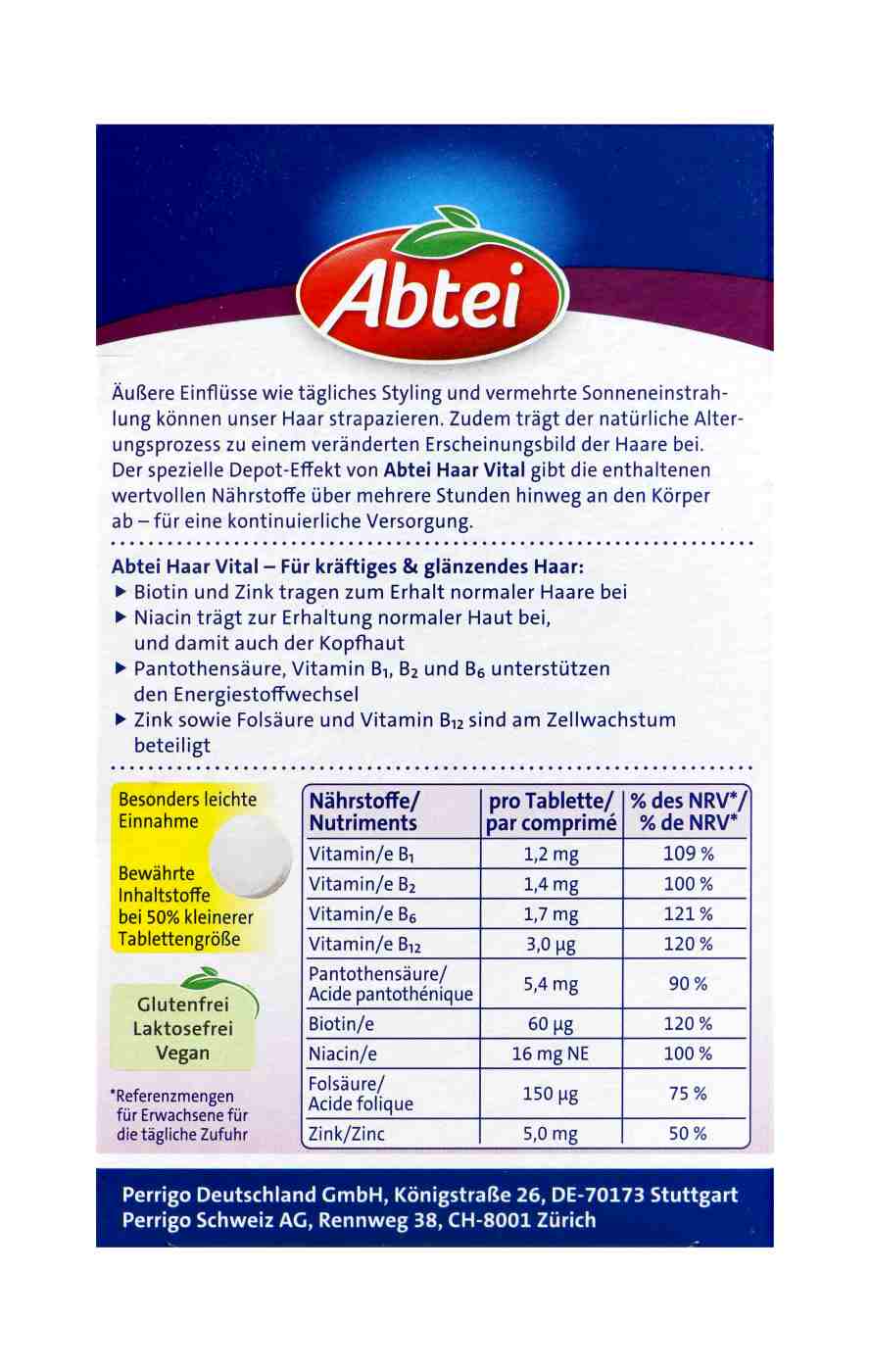 Abtei Haar Vital Tabletten - 30 Stück