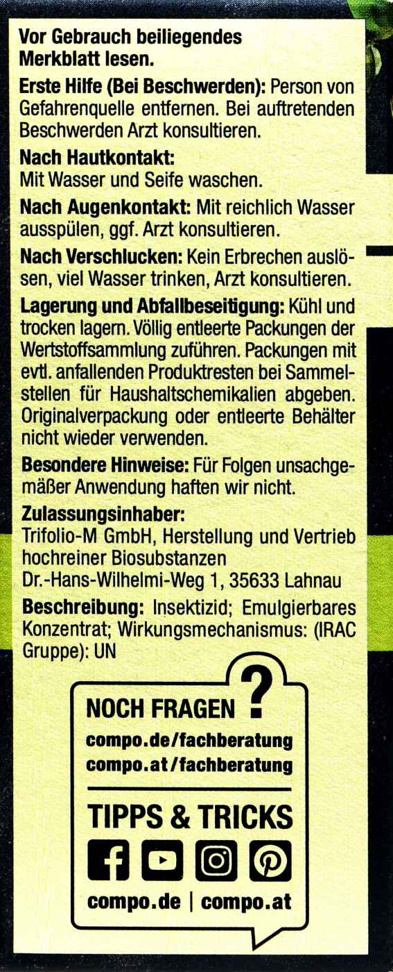 Compo Bio Insekten-frei Neem - 30 ml Compo Bio Insekten-frei Neem - 30 ml