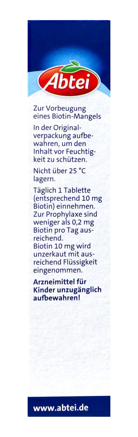 Abtei Biotin 10 mg Tabletten - 30 Stück Abtei Biotin 10 mg Tabletten - 30 Stück
