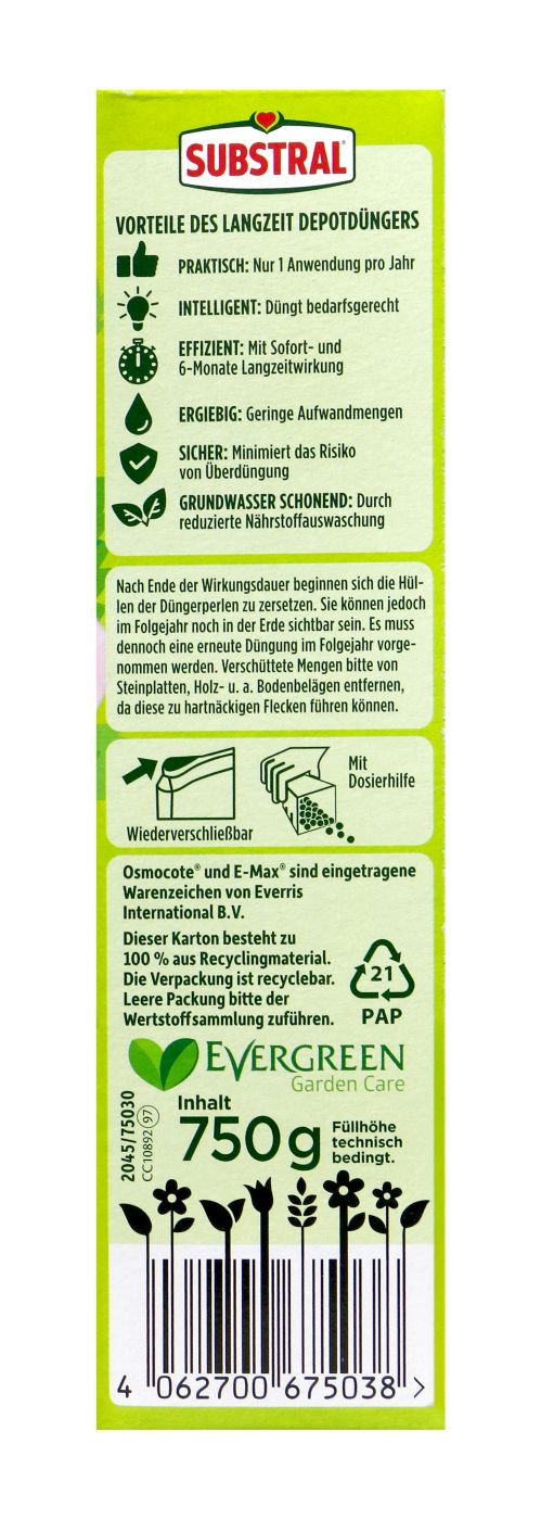 Substral Langzeitdünger Depotdünger Rosen + Blühpflanzen - 0,75 kg Substral Langzeitdünger Depotdünger Rosen + Blühpflanzen - 0,75 kg