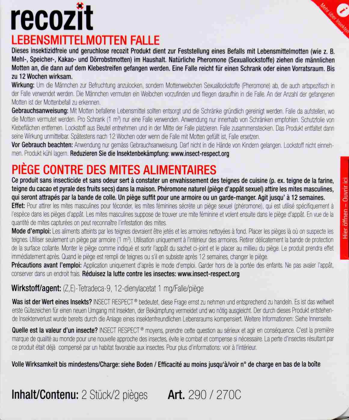 Recozit Lebensmittelmotten Falle - 2 Stück Recozit Lebensmittelmotten Falle - 2 Stück