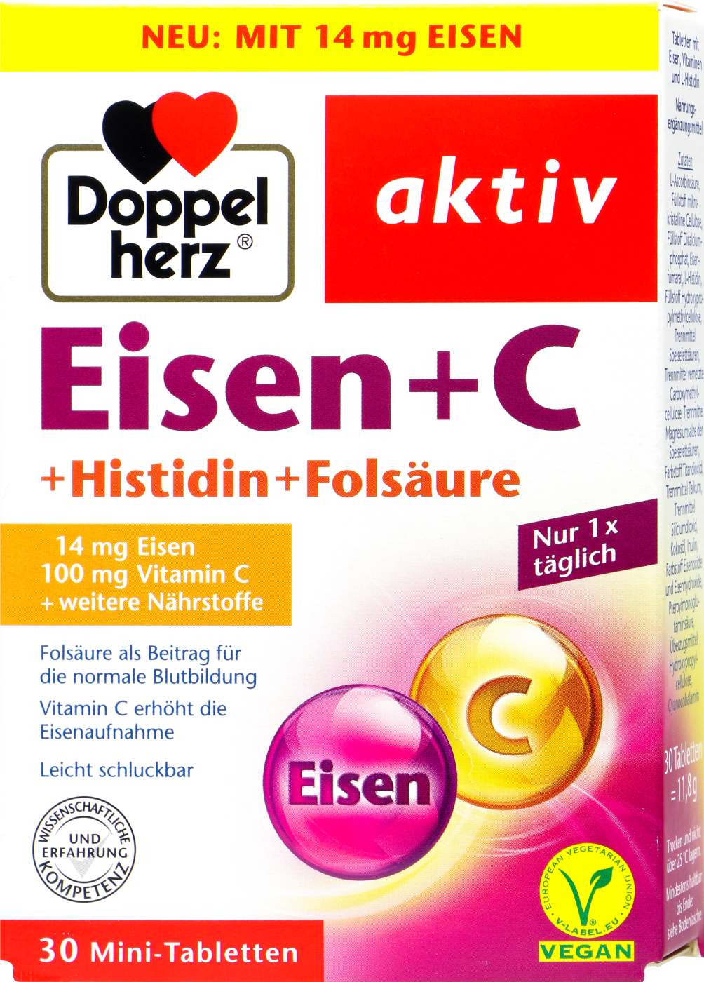 Doppelherz Eisen + C + Histidin + Folsäure - 30 Stück Doppelherz Eisen + C + Histidin + Folsäure - 30 Stück