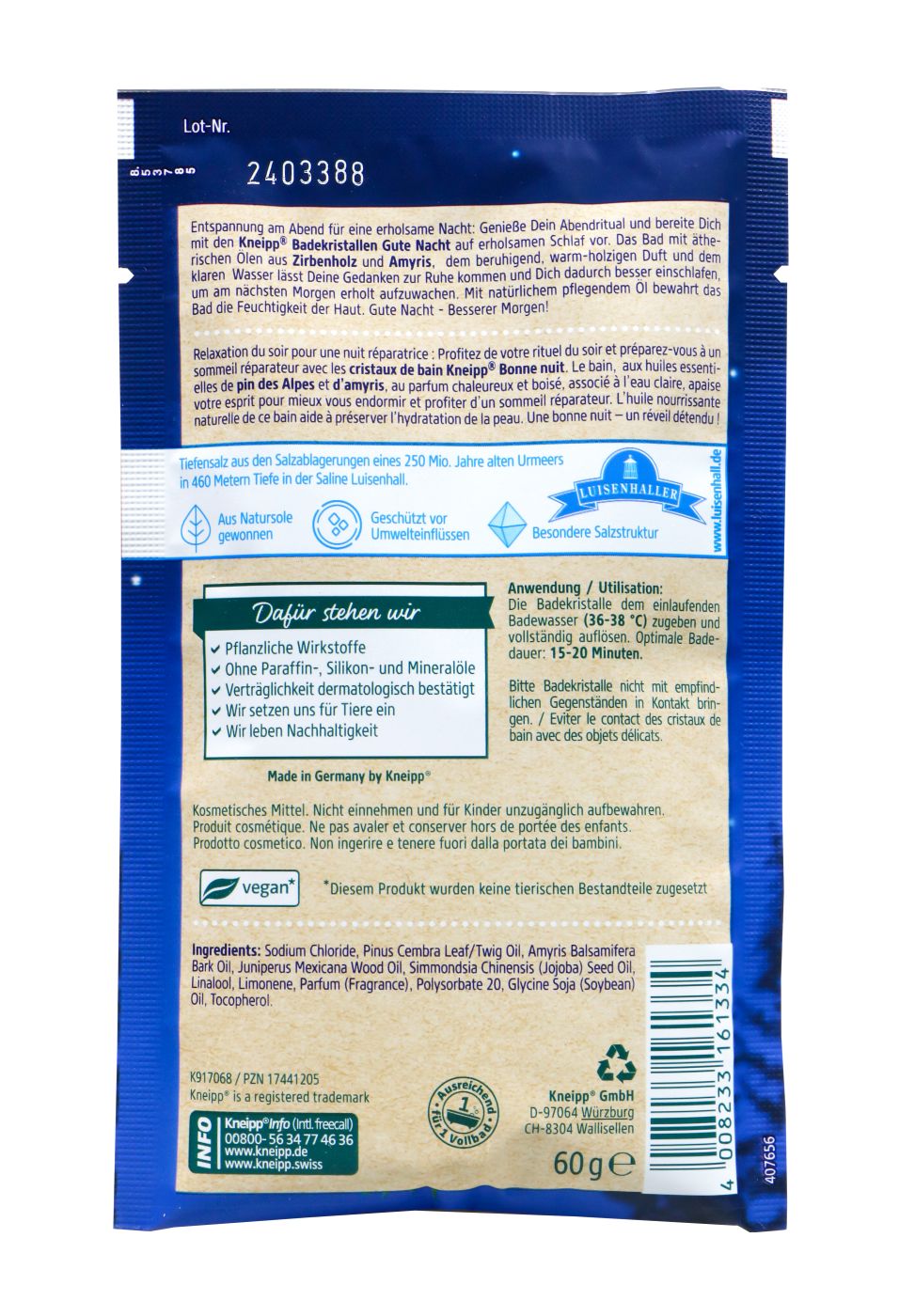 Kneipp Badekristalle Gute Nacht - 60 g Kneipp Badekristalle Gute Nacht - 60 g