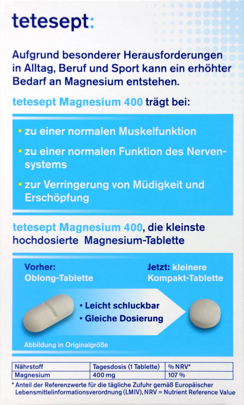 Tetesept Magnesium 400 Hochdosiert - 30 Stück Tetesept Magnesium 400 Hochdosiert - 30 Stück