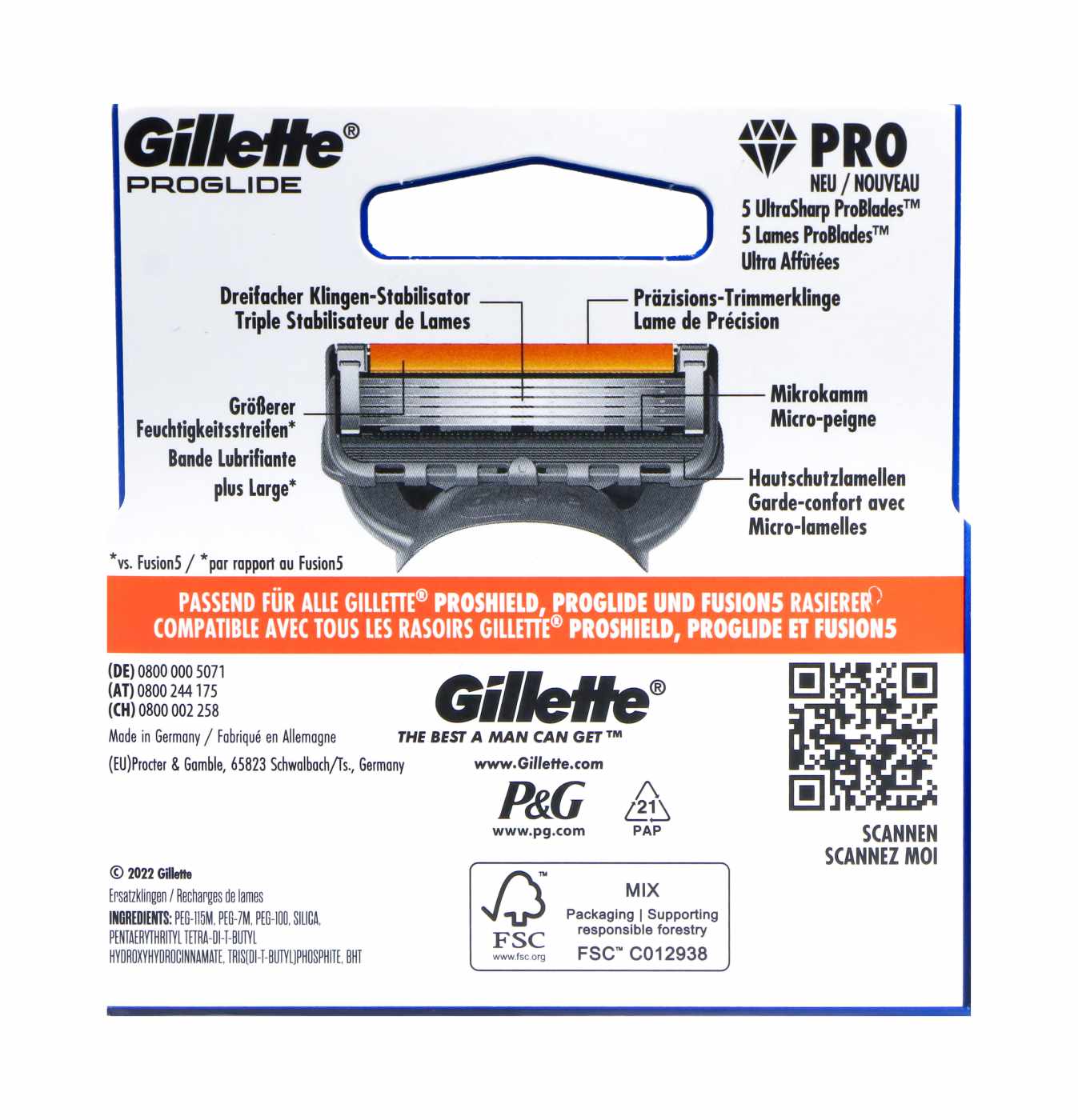 Gillette Fusion 5 Pro Glide Klingen - 4 Stück Gillette Fusion 5 Pro Glide Klingen - 4 Stück