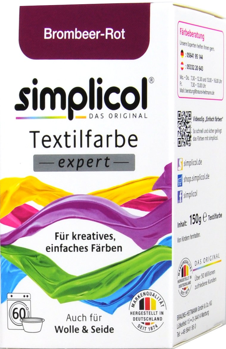 Simplicol Expert Brombeer-Rot Textilfarbe - 1706 - 150 g Simplicol Expert Brombeer-Rot Textilfarbe - 1706 - 150 g
