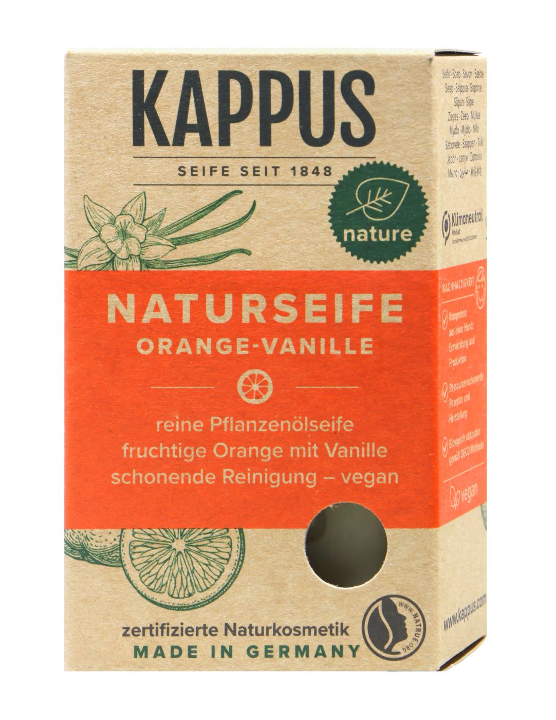 Kappus Naturseife Orange-Vanille - 100 g Kappus Naturseife Orange-Vanille - 100 g