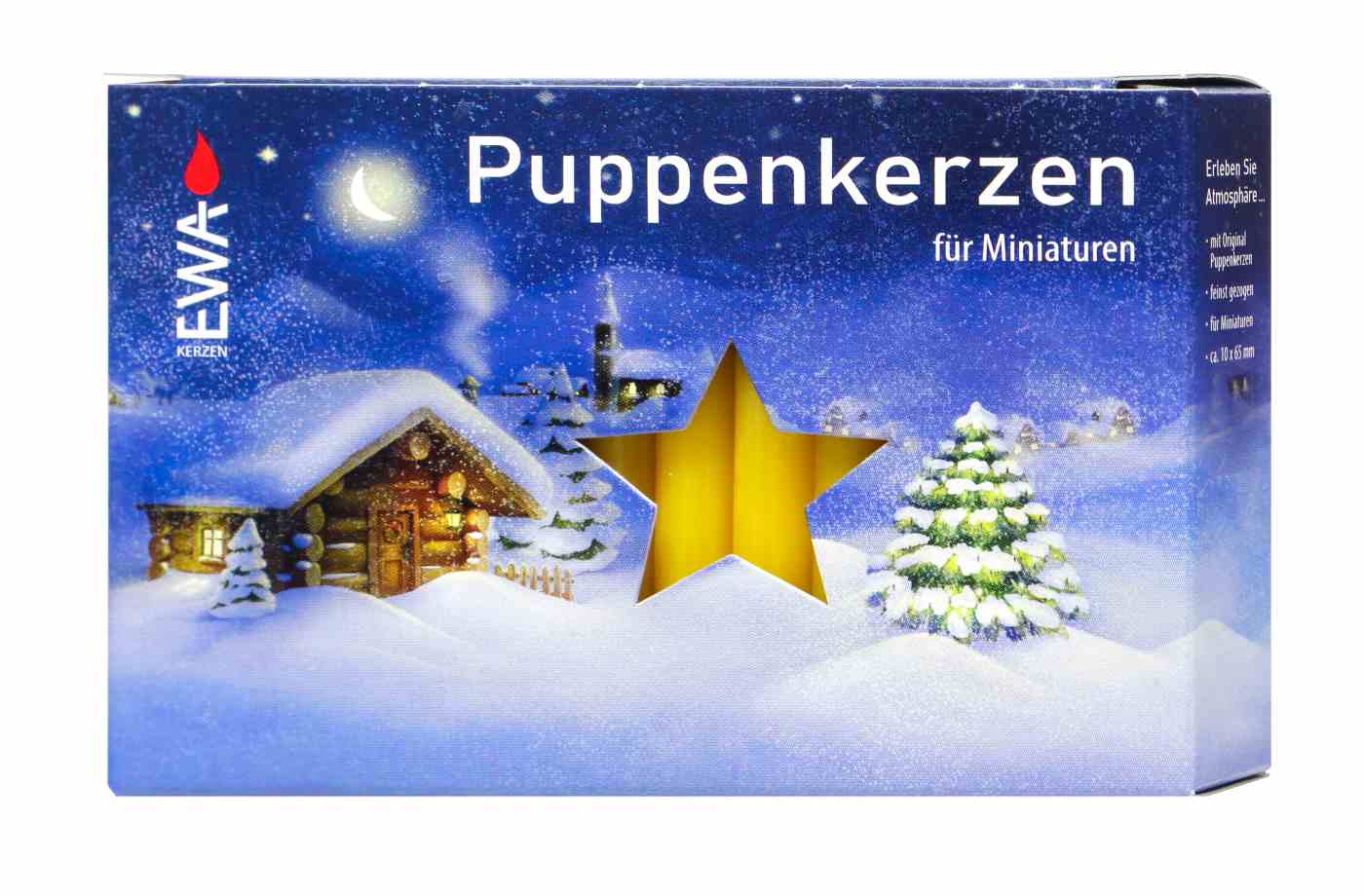 EWA Puppenkerzen 7 x 65 mm - Natur - 40 Stück